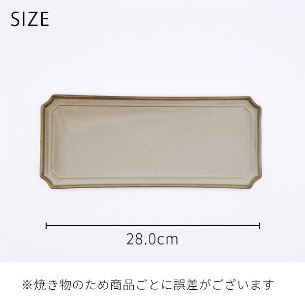 Cut-Corner Long Plate, 28.0cm, Large Plate, Mino Ware, Made in Japan